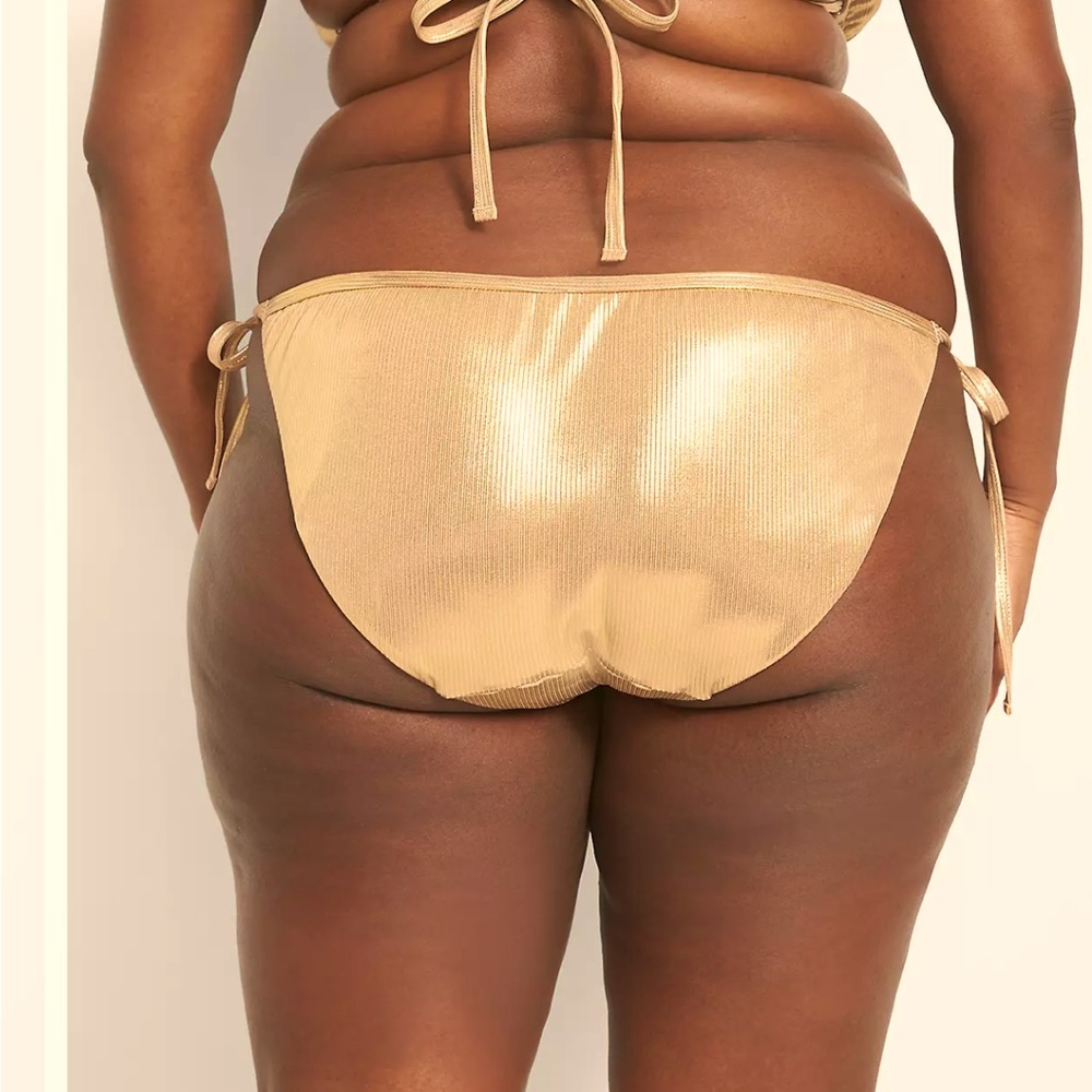Cacique by Lane Bryant Gold Ribbed Bikini Bottoms